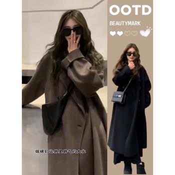 韓系毛呢外套大衣開春2025年新款女春秋冬小個子高階感中長款風衣