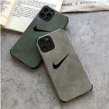 秋冬絨布16適用蘋果12proMax手機殼iPhone11nike潮牌男女全包氣囊軟14防摔保護套15皮革