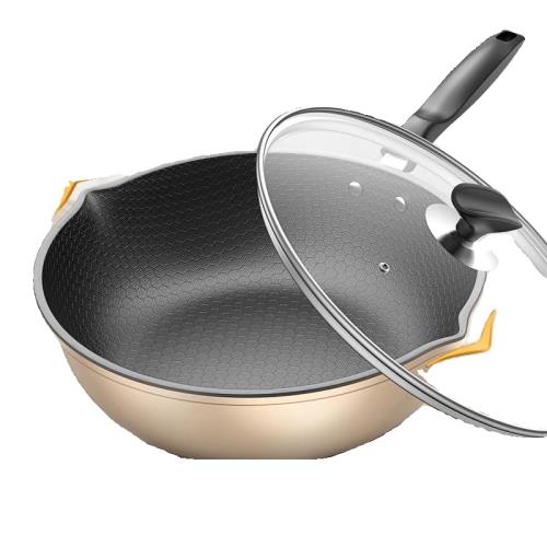 蜂窩小炒鍋不粘鍋家用煎蛋鍋不沾鍋燃氣灶電磁爐專用平底鍋炒菜鍋