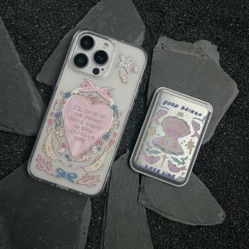 海洋之心蘋果iPhone16手機殼iPhone15/14透明殼磁吸亞克力15pro/iphone14promax防摔保護殼11/12pro13卡包殼