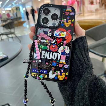 CASE聯名ENUOY集市塗鴉抓住快樂時光貼紙適用iphone15手機殼14promax蘋果13鏡面保護套16pro潮牌12/11新款