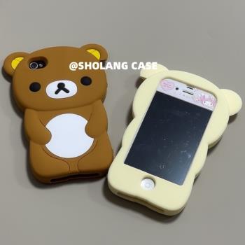 卡通立體輕松熊適用蘋果4S手機殼5se矽膠SE2全包7plus軟殼XSXRXSMAX個性iphone16promax女15網紅14新13防摔12