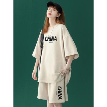 睡衣女夏季可外穿純棉短袖短褲運動套裝情侶薄款夏天家居服兩件套