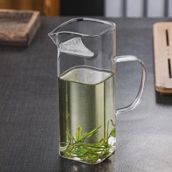 玻璃茶壺月牙過濾一體沖泡器綠茶杯茶水分離木把公道杯分茶器功夫