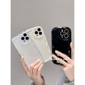 高階感純色奶油紋適用三星S23/s22/s21手機殼+簡約plus矽膠Ultra軟套Fe全包s20防摔Galaxy男女新款個性網紅十