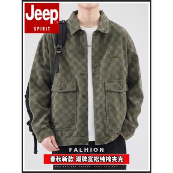 JEEP SPIRIT吉普夾克春秋季男士工裝百搭寬松長袖外套時尚潮牌男