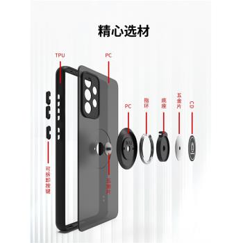 適用三星A55手機殼新款GalaxyA54矽膠磨砂硬殼a53個性創意高階感a52男潮女時尚a51全包防摔指環支架保護套5G