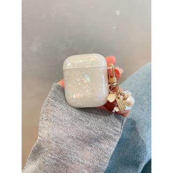高階感小眾彩色貝殼紋AirPodspro保護套蘋果無線藍牙耳機保護殼airpods1/2/3代日韓網紅可愛pro2防摔套女新款