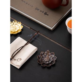 禪意仿古擺件家用蓮花香插