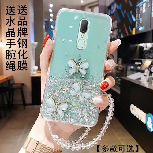 適用OPPOA9手機殼PCAM10新款高顏值韓版ins風超仙女款0pp0A9x立體蝴蝶防摔軟殼PCEM00時尚透明保護套帶掛繩