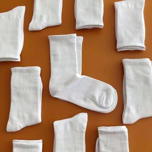 黑白純色長襪子女韓版中筒襪百搭日系學生運動棉襪ins網紅長筒襪