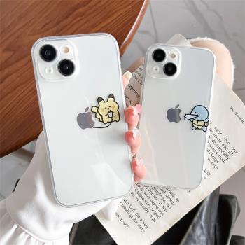 卡通可愛皮卡丘傑尼龜適用蘋果15promax手機殼iphone14透明新款12/13全包防摔情侶女11/16保護套男創意7/8/6s