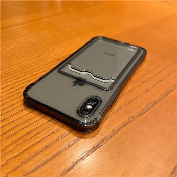 防摔帶卡套適用iPhonex/XS手機殼蘋果XSMAX可插卡包XR矽膠軟透明