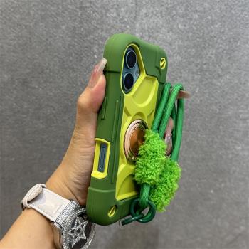 得樂適用蘋果16手機殼牛油果色加厚iphone16promax潮牌15pro超防摔網紅14矽膠13膚感12保護套新款16plus