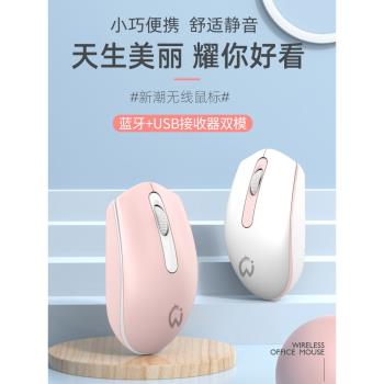 充電式藍芽無線滑鼠可愛女生靜音辦公臺式筆記本平板手機iPad通用