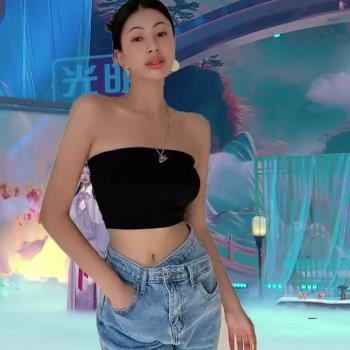 夏季一片式裹胸抹胸 女打底內搭防走光無痕無鋼圈女文胸沙灘內衣