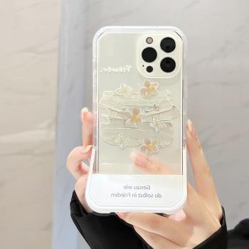 ins顏料花朵適用三星s21ultra手機殼矽膠折疊支架s22+文藝少女s20fe韓風note20/s10+新款防摔a54a53a52