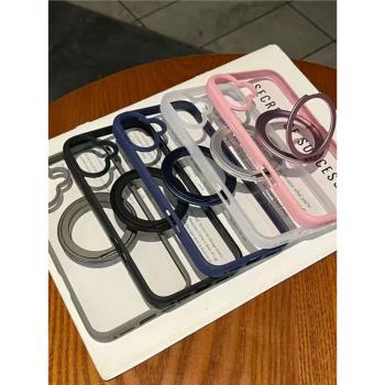 360旋轉磁吸支點殼適用蘋果16promax手機殼iPhone15pro新款透明14pm全包防摔13手機套12高階11帶支架無線充電