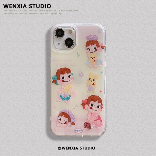 卡通不二家牛奶妹peko醬適用蘋果16手機殼15ProMax新款iPhone14雙層iPhone13全包16ProMax軟殼14ProMax可愛女