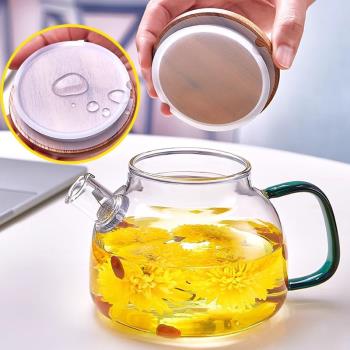 紫丁香玻璃茶壺冷水壺透明玻璃耐高溫家用客廳中式花草茶具套