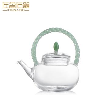 左茗右器耐熱玻璃茶壺迷你提樑壺女士小號花茶壺高顏值過濾沖茶器