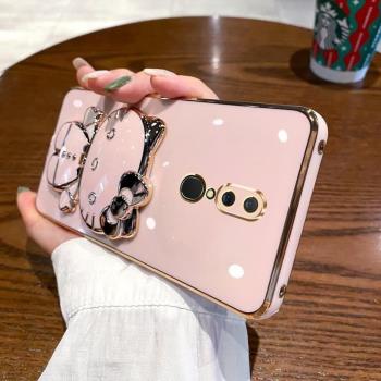 適用oppoA9手機殼oppo保護A9x矽膠套a9帶補妝鏡opa全包防摔oppa軟殼opooa女新款opopa網紅0pp0可愛oopoa支架