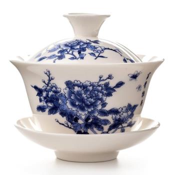 陶瓷功夫茶具三才蓋碗茶壺手抓壺多款可選特價德化青花瓷泡茶碗
