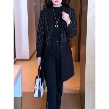 高階感洋氣通勤時尚外套女2024秋冬季新款百搭修身顯瘦中長款風衣