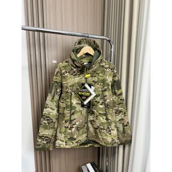 戶外多功能！春季男士外貿防風防水透氣軟殼抓絨迷彩沖鋒衣外套潮