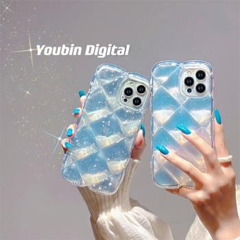 高階感菱格漸變金箔適用蘋果13promax手機殼iphone14新款12矽膠11女款x可愛軟殼xr情侶xsmax防摔14pro手機套