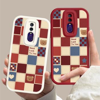 OPPOA9/A9X手機殼矽膠新款高檔卡通可愛全包套保護套軟格子熊