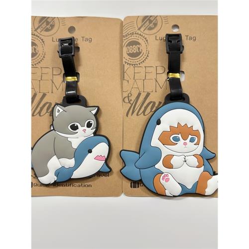 日本鯊魚貓可愛毛絨玩偶貓咪掛件鯊貓行李牌吊牌掛件行李箱小飾品