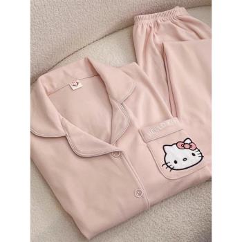 HelloKitty德絨睡衣女秋冬季珊瑚絨加絨加厚長袖春秋款家居服套裝