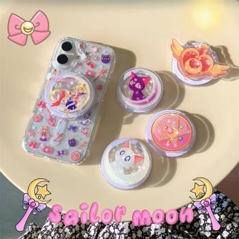 ins日韓卡通美少女戰士標簽適用iphone15promax蘋果16手機殼13新款14pro磁吸支架12女款13pro透明防摔保護套