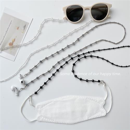口罩鏈透明灰色銀色串珠鏈條無線耳機鏈實用眼鏡鏈百搭裝飾項鏈