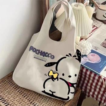 卡通可愛帆布包女日系文藝手提袋拎書袋小學生補課補習單肩布袋子