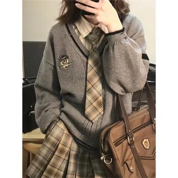 港風復古chic學院風jk制服襯衫毛衣女小洋裝套裝女新年秋冬季保暖
