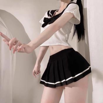 性感睡衣蝴蝶結COS裝學院JK制服超短裙校服甜美純欲qqny情趣套裝