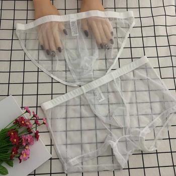 性感男士內褲透明全露超薄款無痕性惑夏季透氣冰絲網紗絲滑個性潮