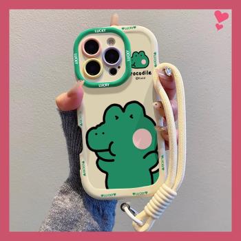 塗鴉卡通小鱷魚適用於OPPOA5PRO手機殼A97/A2M矽膠A1x/A55s防摔A58x/A72日韓A57/A96保護套A32/A1活力版A3PRO