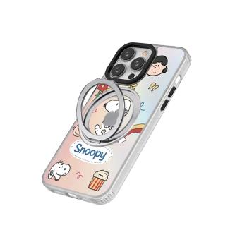適用蘋果iPhone16ProMax鐳射手機殼MagSafe磁吸款15無線充電14Pro帶隱形支架一體13卡通史努比2024新款外殼12
