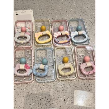 歐略 卡通可愛線條kitty貓指環扣適用蘋果16promax手機殼iPhone15日韓新款14超好看15pro防摔外殼13網紅女款