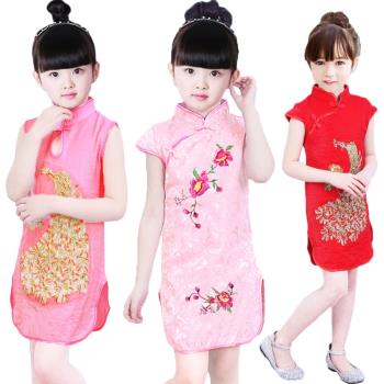 兒童旗袍夏季古箏演出禮服寶寶中國風唐裝女漢服洋裝幼兒小孩子