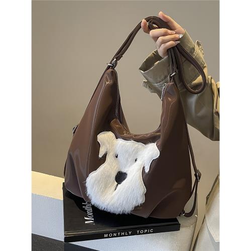 休閑通勤大容量女式雙肩包2024新款百搭后背包多用單肩托特水桶包