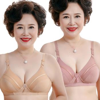媽媽文胸薄款舒適無鋼圈中老年內衣加大碼老人非純棉女士胸罩通用