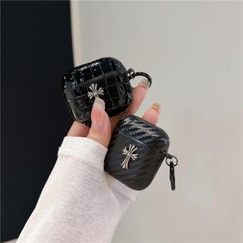 潮牌復古風克羅十字架耳機套適用Airpods pro保護套高階感皮質蘋果3代藍牙無線耳機包Airpods1/2代新款男女款