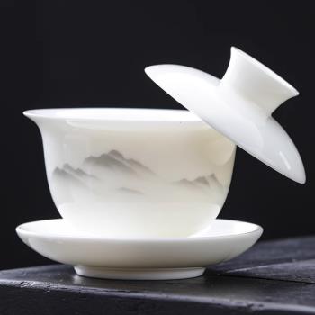羊脂玉旋轉單個高檔防燙茶杯白瓷