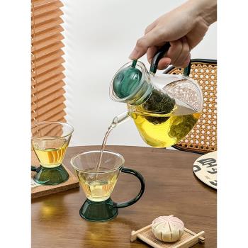 耐高溫玻璃茶壺泡茶杯個人專用茶具套裝家用水果茶具茶水分離水壺