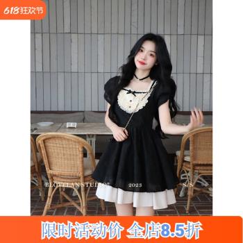 甜美減齡小香風套裝裙女夏季高階感宮廷法式富家千金小洋裝氣質裙