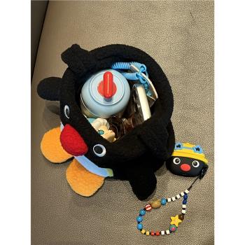 pingu企鵝玩偶水杯包便攜女生可愛公仔單肩斜挎創意揹包保溫杯套